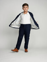 Load image into Gallery viewer, Navy Plaid Windowpane Dress Blazer

