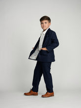 Load image into Gallery viewer, Navy Plaid Windowpane Dress Blazer
