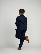 Load image into Gallery viewer, Navy Plaid Windowpane Dress Pants
