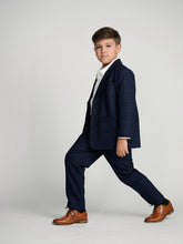 Load image into Gallery viewer, Navy Plaid Windowpane Dress Blazer
