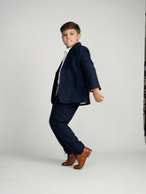 Load image into Gallery viewer, Navy Plaid Windowpane Dress Pants
