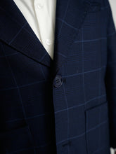 Load image into Gallery viewer, Navy Plaid Windowpane Dress Blazer
