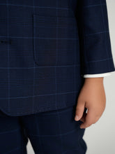 Load image into Gallery viewer, Navy Plaid Windowpane Dress Blazer
