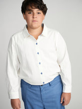Load image into Gallery viewer, Blue Buttons Long Sleeve Dress Shirt with Paisley Contrast
