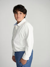 Load image into Gallery viewer, Blue Buttons Long Sleeve Dress Shirt with Paisley Contrast
