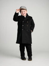Load image into Gallery viewer, Black Double Breasted Peacoat
