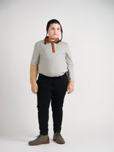 Load image into Gallery viewer, Gray Color Block Polo Long Sleeve
