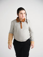 Load image into Gallery viewer, Gray Color Block Polo Long Sleeve
