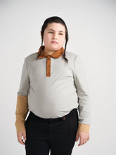 Load image into Gallery viewer, Gray Color Block Polo Long Sleeve
