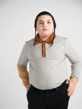 Load image into Gallery viewer, Gray Color Block Polo Long Sleeve
