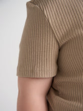 Load image into Gallery viewer, Almond Ribbed Button Top
