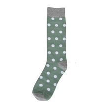 Load image into Gallery viewer, Sage Green with White Polka Dot Socks
