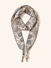 Load image into Gallery viewer, Multi-Functional Floral Satin Scarf With Jade Bead Accents
