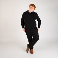 Load image into Gallery viewer, Black Solid Polo (Long Sleeve)
