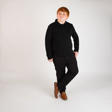 Load image into Gallery viewer, Black Solid Polo (Long Sleeve)
