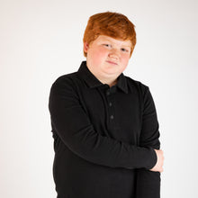 Load image into Gallery viewer, Black Solid Polo (Long Sleeve)
