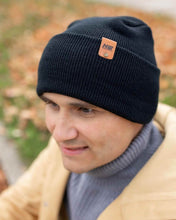 Load image into Gallery viewer, NEW HAAKWEAR H-Stitch Cuffed Beanie - Designed and Made in USA (Patented Design) - Charcoal Black
