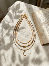 Load image into Gallery viewer, Handmade Natural Stone Beaded Necklace with Moon Pendant
