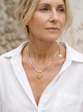 Load image into Gallery viewer, Natural Stone Beaded Necklace with Sun Pendant
