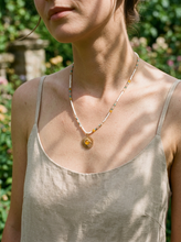 Load image into Gallery viewer, Natural Stone Beaded Necklace with Sun Pendant
