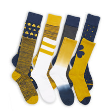 Load image into Gallery viewer, Navy Gold Mixed Socks 8 Pack
