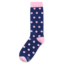 Load image into Gallery viewer, Navy Blue with Pink Polka Dot Socks
