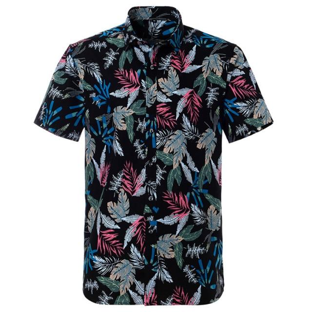 Neon Palm Hawaiian Cotton Short Sleeve Shirt