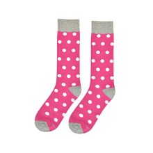 Load image into Gallery viewer, Fuchsia with White Polka Dot Socks

