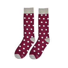 Load image into Gallery viewer, Sangria with White Polka Dot Socks
