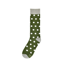 Load image into Gallery viewer, Olive Green with White Polka Dot Socks
