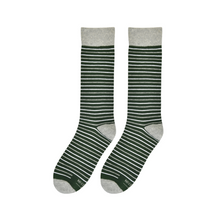 Load image into Gallery viewer, Hunter Green and White Striped Socks
