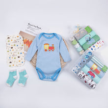 Load image into Gallery viewer, Newborn Long Sleeve Triangle Bodysuit &amp; Towel Socks Gift Set - # BANB11110015
