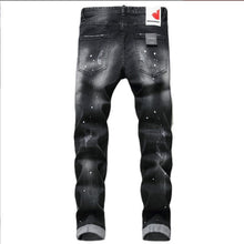 Load image into Gallery viewer, Black And Gray Paint Hole Zipper Decorations Personality Jeans Men
