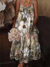 Load image into Gallery viewer, 🌺 European &amp; American Style Floral Art Print Sling Holiday Dress
