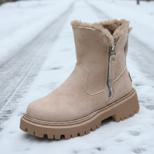 Load image into Gallery viewer, Women’s Velvet Lined Cotton Snow Boots — Plus Size Winter Warm Boots
