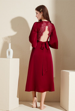Load image into Gallery viewer, Elegant Lace Keyhole Open Back Soft Satin Robe with Slit - 4 Colors

