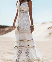 Load image into Gallery viewer, Lace-Trimmed V-Neck Maxi Dress
