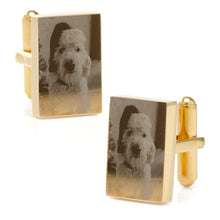 Load image into Gallery viewer, Stainless Steel Gold Plated Block Engravable Cufflinks
