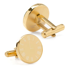 Load image into Gallery viewer, Custom Clock Engravable Gold Cufflinks
