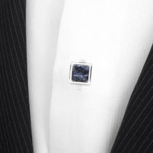 Load image into Gallery viewer, Silver and Sodalite JFK Presidential Studs
