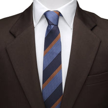 Load image into Gallery viewer, The Andrew Tie (Blue Orange Stripe Men&#39;s Tie)
