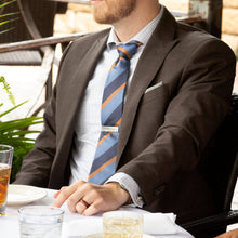 Load image into Gallery viewer, The Andrew Tie (Blue Orange Stripe Men&#39;s Tie)
