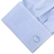 Load image into Gallery viewer, Silver and Blue Catseye Cufflinks
