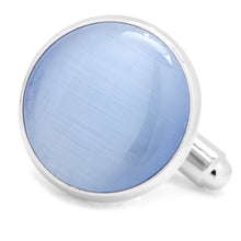 Load image into Gallery viewer, Silver and Blue Catseye Cufflinks
