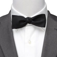 Load image into Gallery viewer, Black Formal Pinstripe Silk Bow Tie
