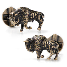 Load image into Gallery viewer, Antique Bronze Bison Cufflinks

