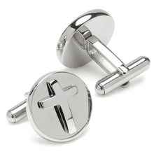 Load image into Gallery viewer, Cross Round Stainless Steel Cufflinks
