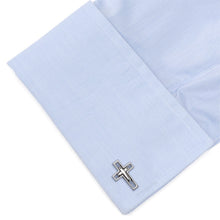 Load image into Gallery viewer, Gun Metal Cut Out Cross Cufflinks
