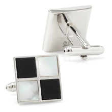 Load image into Gallery viewer, Mother of Pearl and Onyx Check Cufflinks
