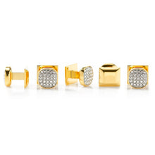 Load image into Gallery viewer, Gold Stainless Steel White Pave Crystal 5-Stud Set

